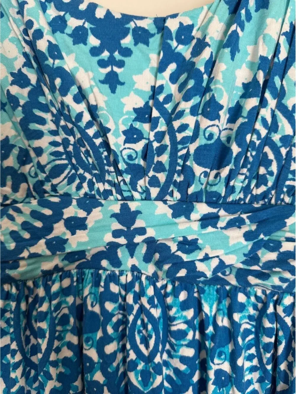 Style and Co. Macy's NEW Sundress Size PM MP Medium Petite Abstract Blue Casual